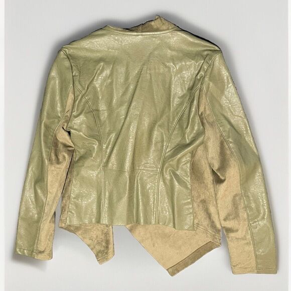 BlankNYC Vegan Leather and Ponte Drape Dark Green Jacket Size Large - Picture 5 of 6